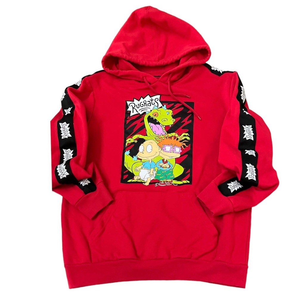Nickelodeon Rugrats Red Long Sleeve Pull Over Graphic Hoodie Sweater L Unisex